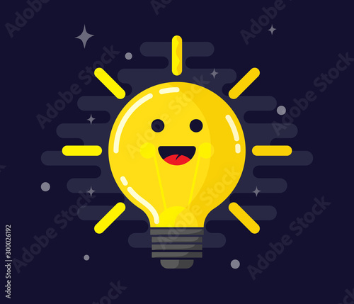 Happy emotional Light bulb face - vector.