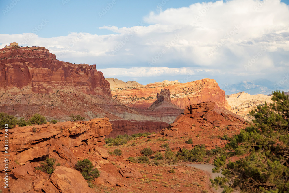 View of Capitol Reef National Park rocky cliffs