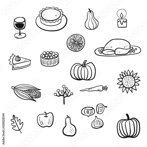 Thanksgiving doodle illustration drawings