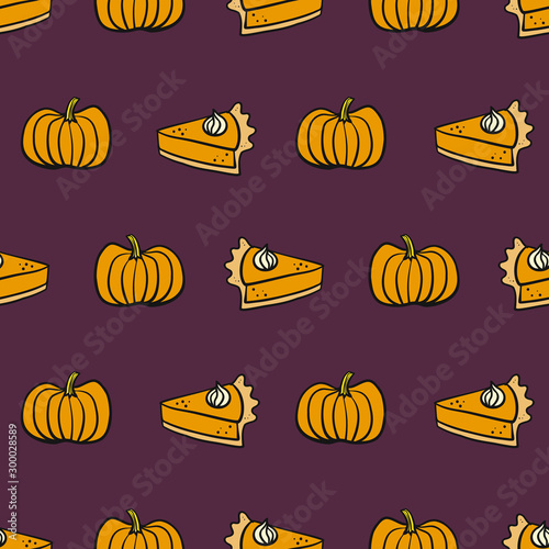Thanksgiving fall autumn doodle seamless repeat pattern