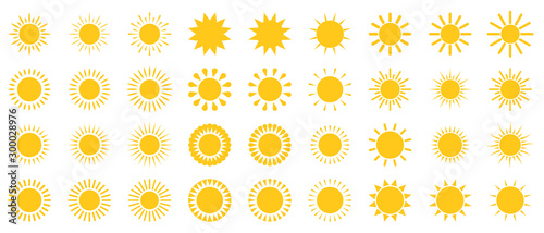 Set of vector sun symbols.