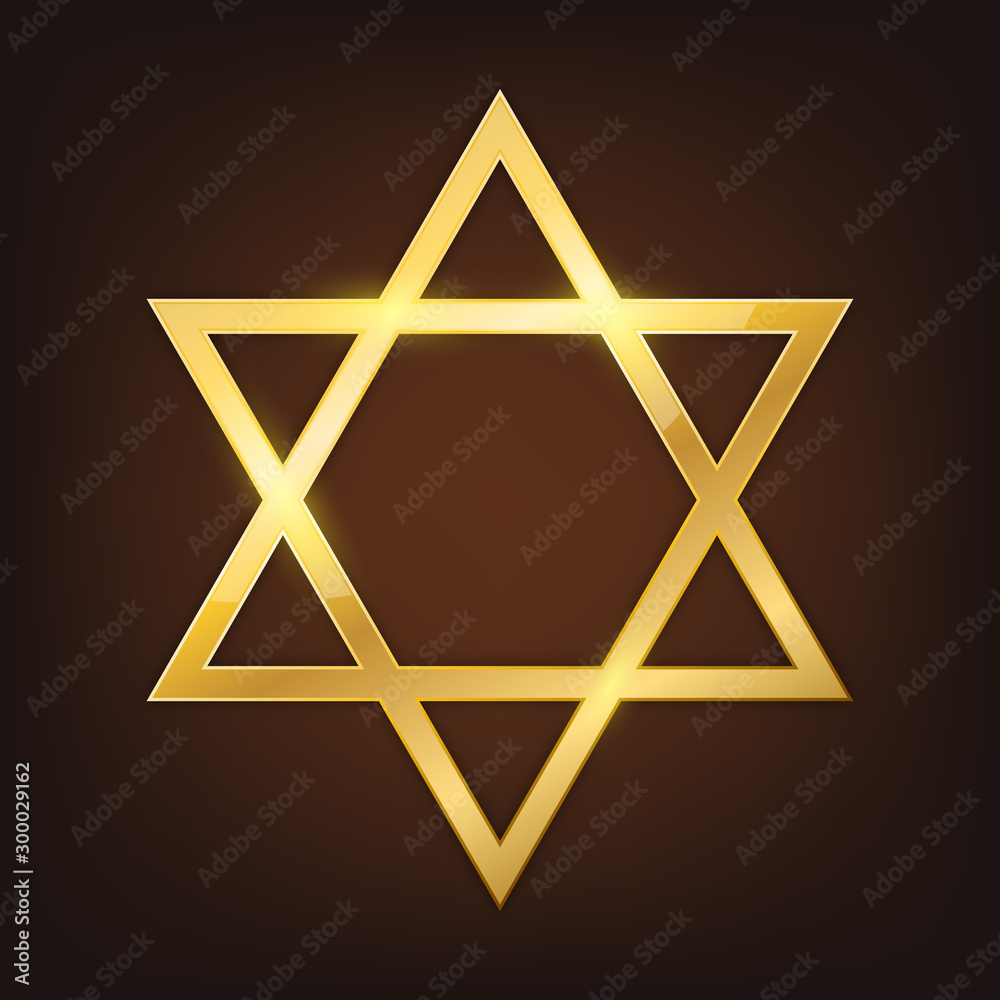 Vector gold Star of David.