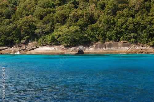 The bright blue seas of the Similan Islands in Thailand