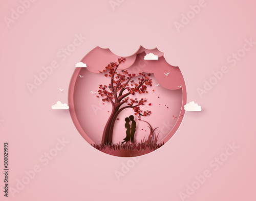 Couple under Cherry Blossom Tree