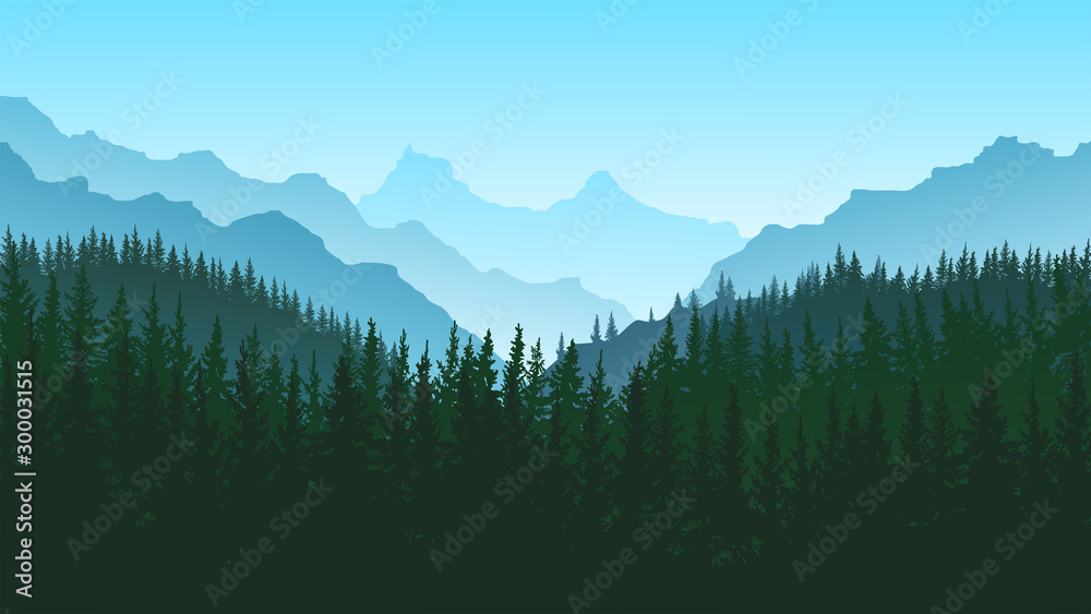 Fototapeta premium vector image of mountains in the form of silhouettes