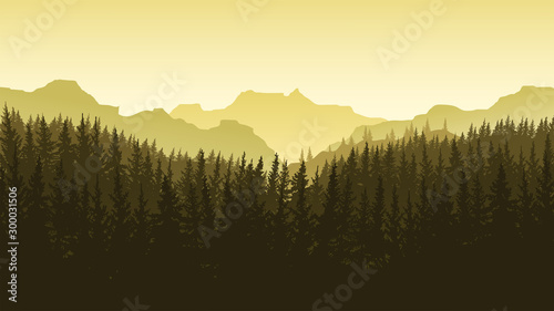 vector image of mountains in the form of silhouettes