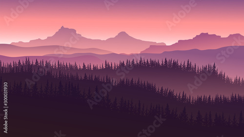vector image of mountains in the form of silhouettes
