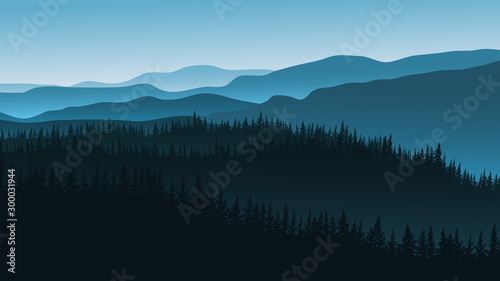vector image of mountains in the form of silhouettes