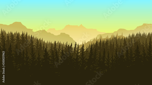 vector image of mountains in the form of silhouettes
