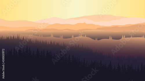 vector image of mountains in the form of silhouettes