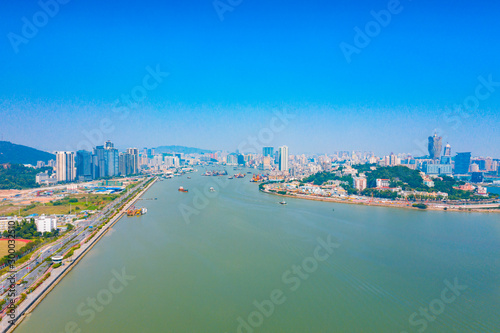 Aerial panoramic views of Zhuhai, China, and The Great Bay Area of Macau