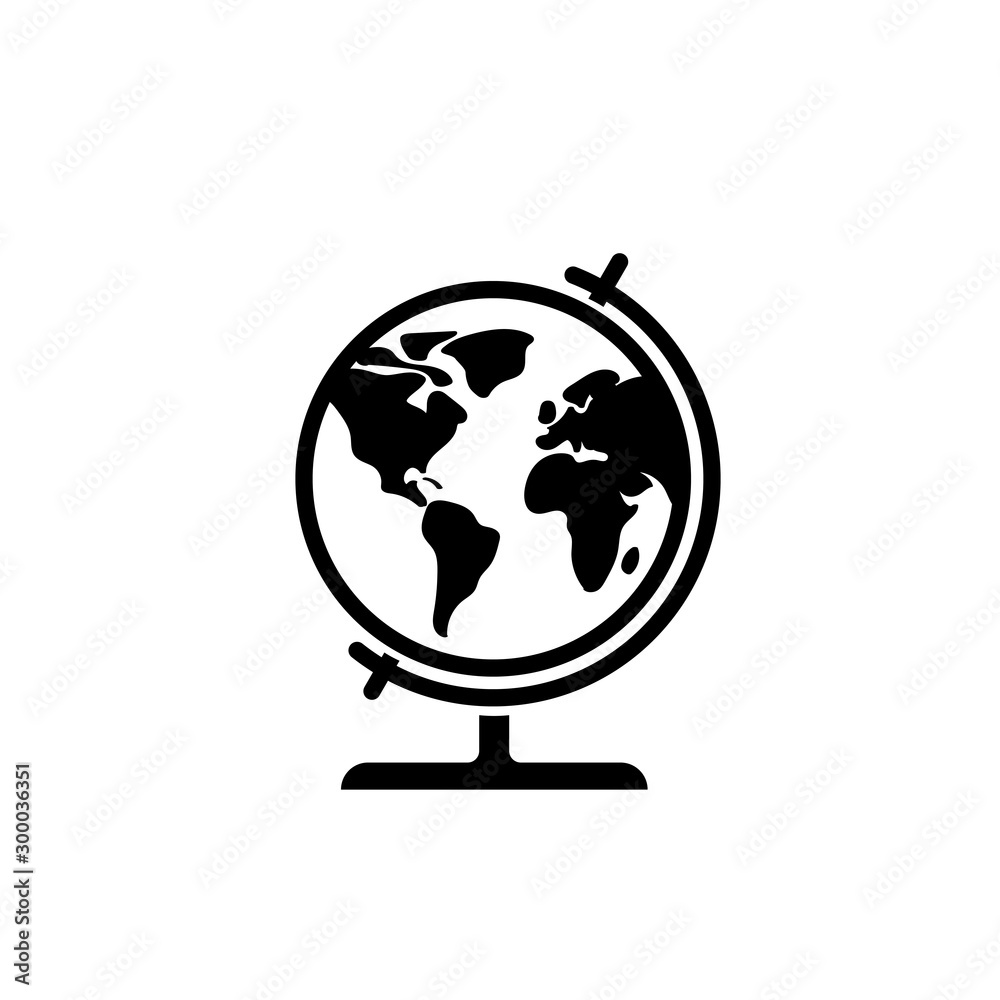Globe icon vector. Flat illustration of Earth globe icon for web on white background Globe icon vector. Flat illustration of Earth globe icon for web on white background