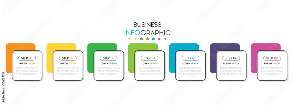Business infographic element with 7 options, steps, number vector template design