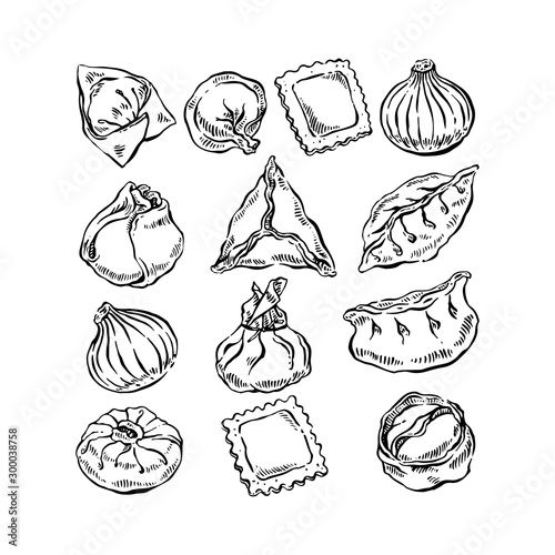 Set of different dumplings