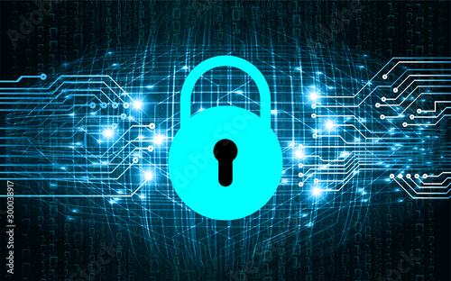 Closed Padlock on digital background, cyber security