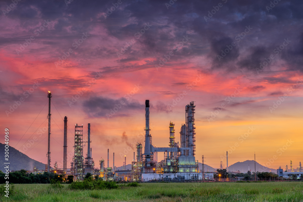 Landscape of Oil Refinery Plant and Manufacturing Petrochemical Process Building, Industry of Power Energy and Chemical Petroleum Product Factory. Natural Oil/Gas Commodity Industrial