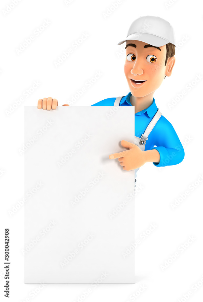 3d painter pointing to vertical board 3d painter pointing to vertical board