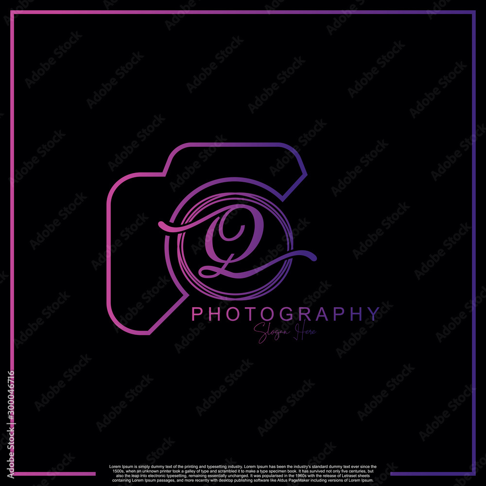 Modern Luxury Initial Letter Q with camera. Logo photography simple luxury template. Modern Luxury Initial Letter Q with camera. Logo photography simple luxury template.