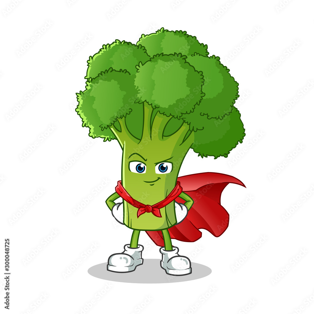 broccoli super hero mascot vector cartoon illustration Stock Vector | Adobe  Stock