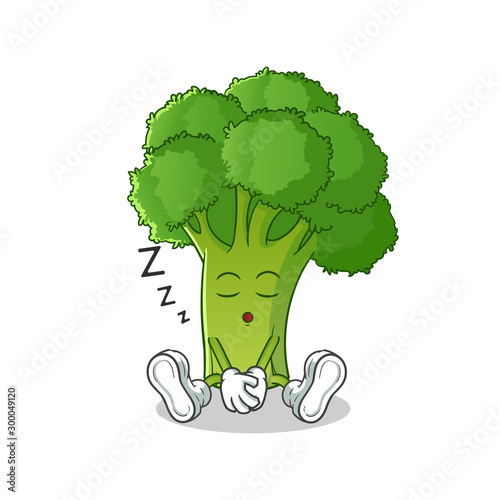broccoli sleep mascot vector cartoon illustration
