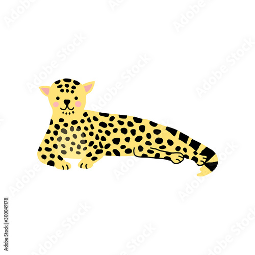 Fototapeta Naklejka Na Ścianę i Meble -  Baby leopard, vector illustration on white.