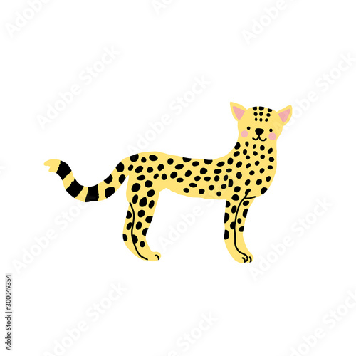 Fototapeta Naklejka Na Ścianę i Meble -  Baby leopard, vector illustration on white.