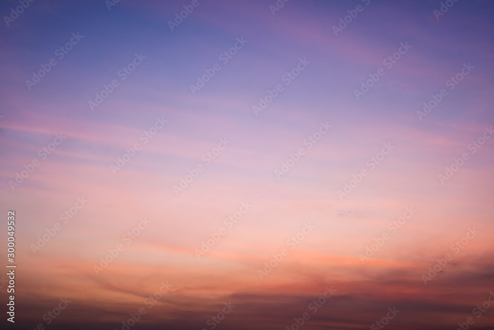 Abstract landscape nature background of sky with clouds in sunset.