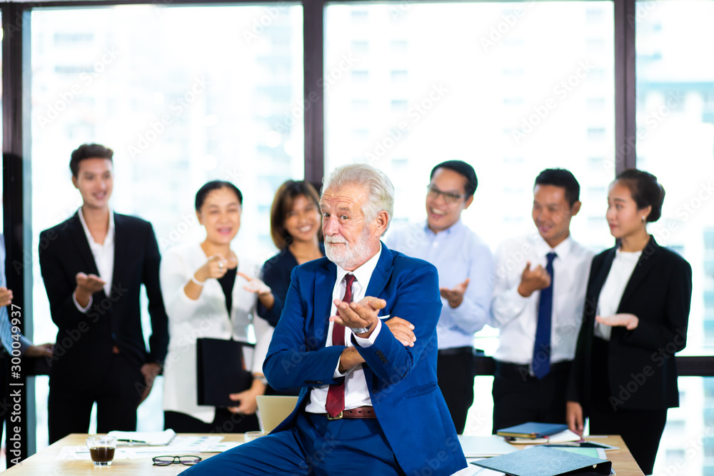 business teamwork concept. Group of business people with businessman leader on foreground business teamwork concept. Group of business people with businessman leader on foreground