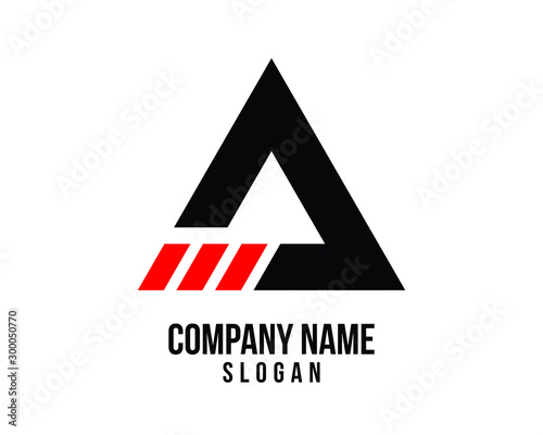 A black triangle logo for company identity