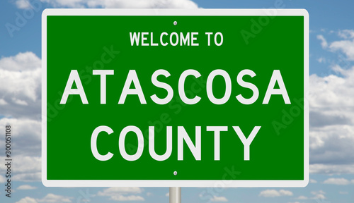 Rendering of a green 3d highway sign for Atascosa County photo