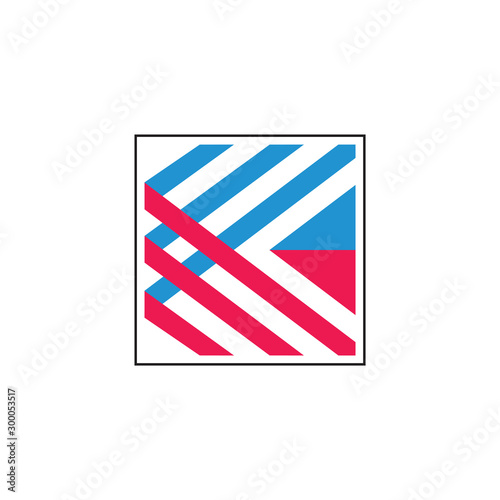 letter k stripes geometric square logo vector