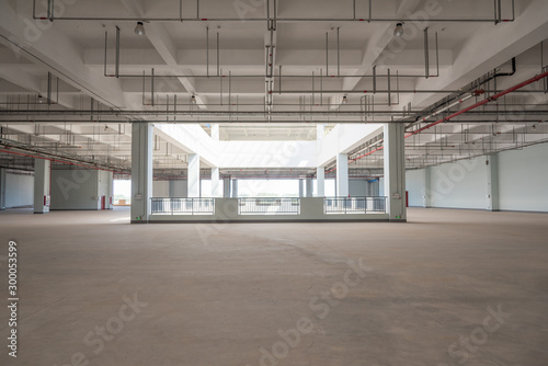 Large warehouse interior concrete building space