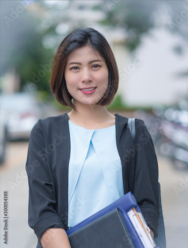 Young smiling business woman Outdoor portrait