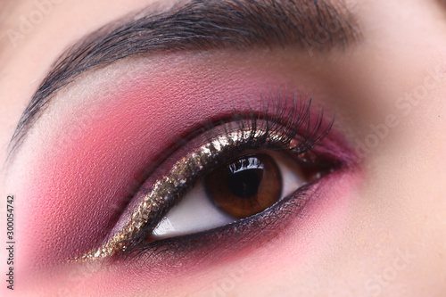 Make-up eye of young attractive woman beauty portrait