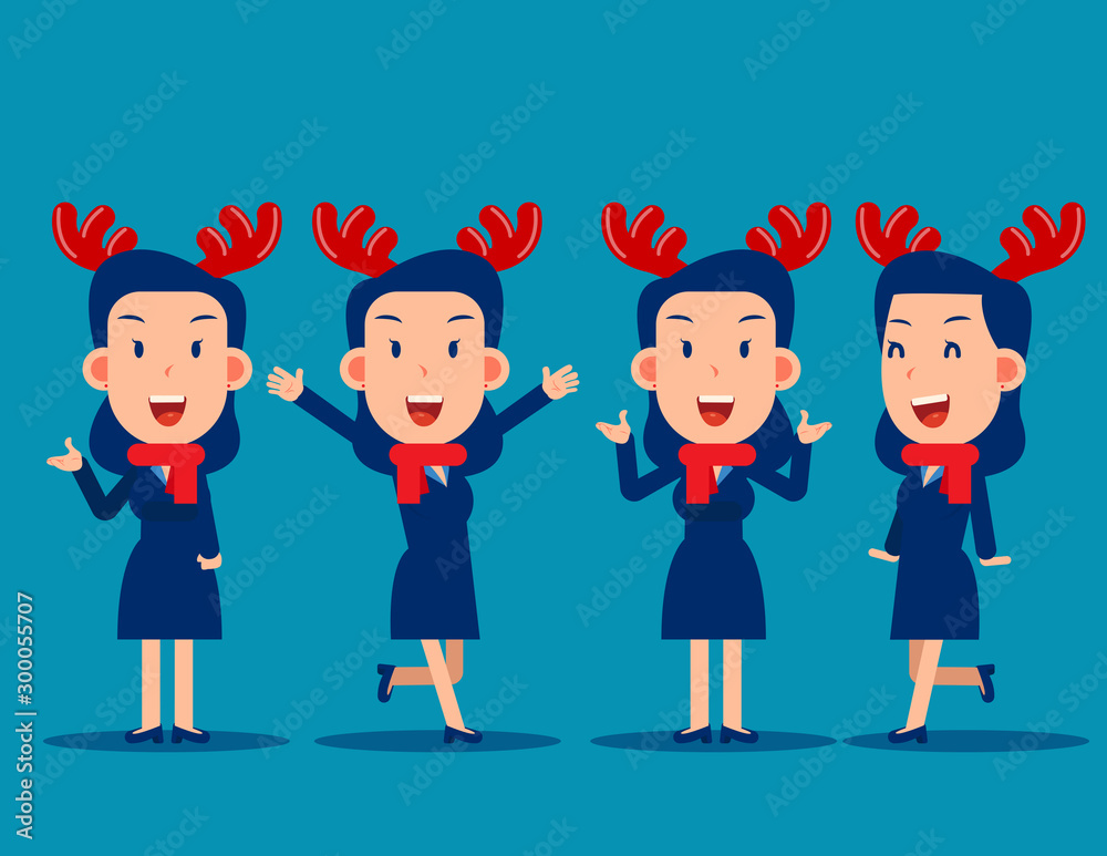 Happy business people Christmas party. Celebration christmas concept. Cute business cartoon vector illustration style Happy business people Christmas party. Celebration christmas concept. Cute business cartoon vector illustration style