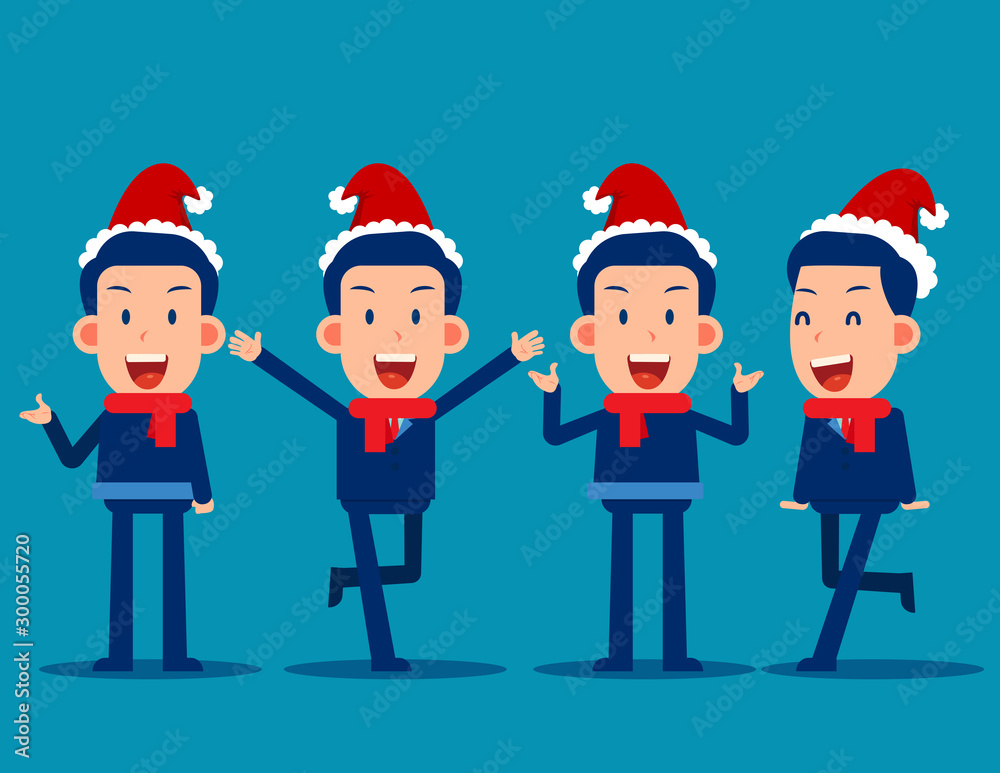 Happy business people Christmas party. Celebration christmas concept. Cute business cartoon vector illustration style Happy business people Christmas party. Celebration christmas concept. Cute business cartoon vector illustration style
