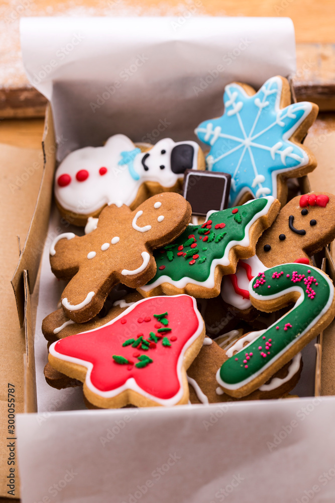 mix assorted Christmas cookies covered with sugar glaze 