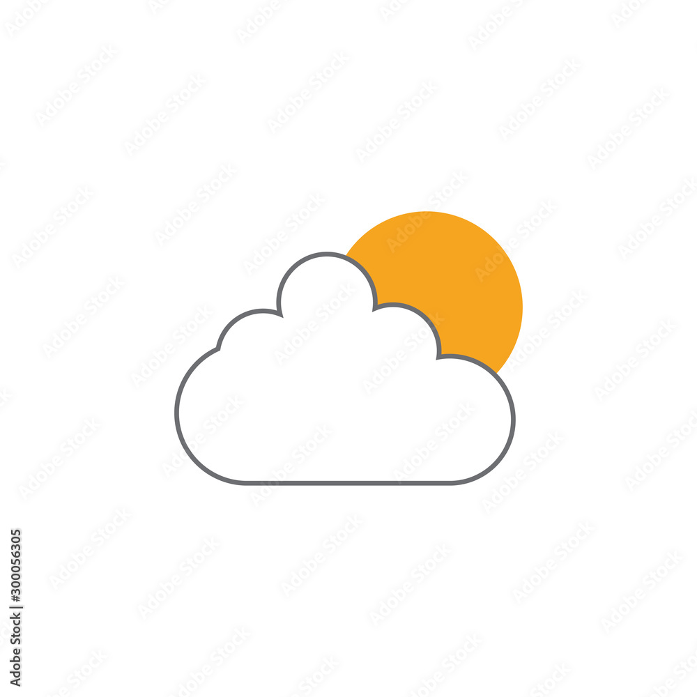 Sun cloud icon design template vector isolated