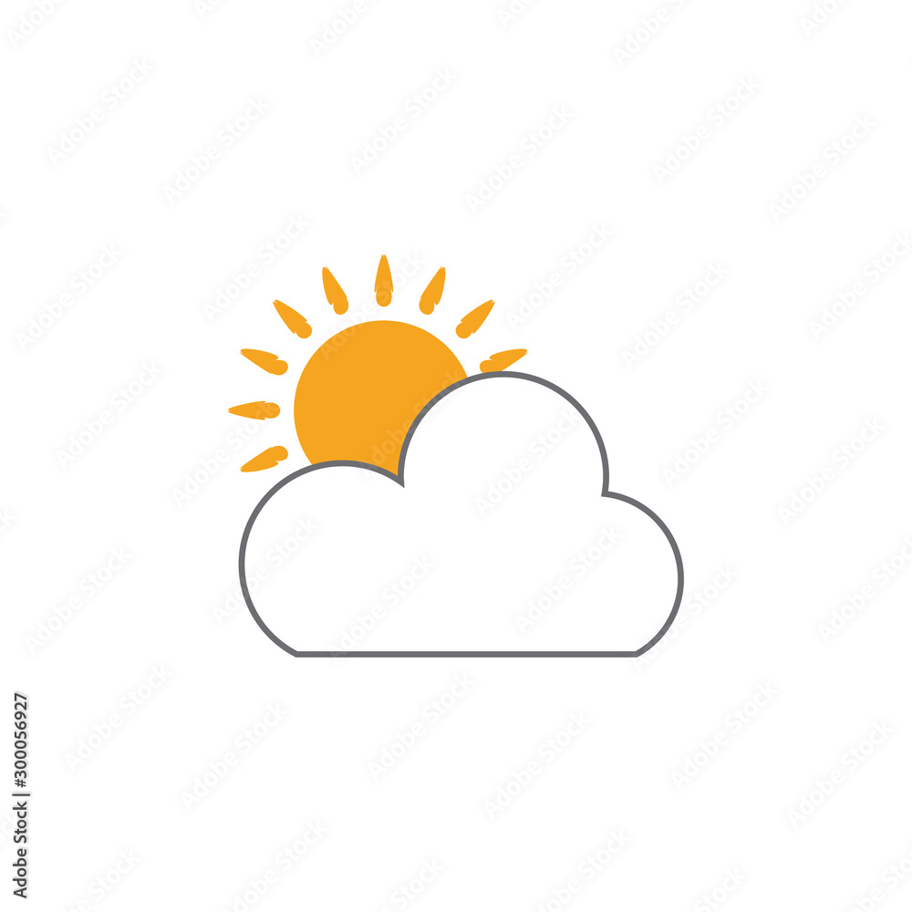 Sun cloud icon design template vector isolated Sun cloud icon design template vector isolated