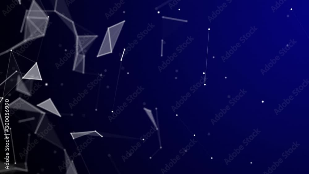 Seamless loop 3D plexus blue abstract technology background with copy ...