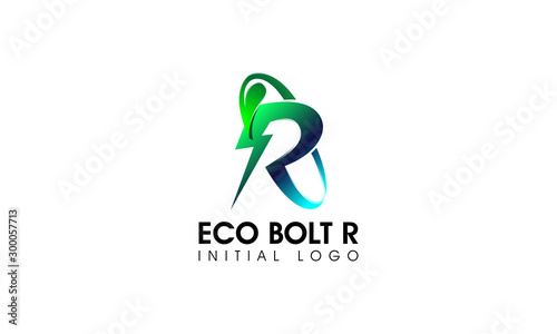 Letter R Eco Bolt Initial Logo