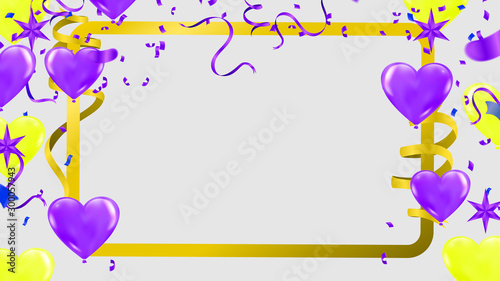 Colorful confetti Celebration carnival ribbons and Happy Birthday balloons Colorful celebration background
