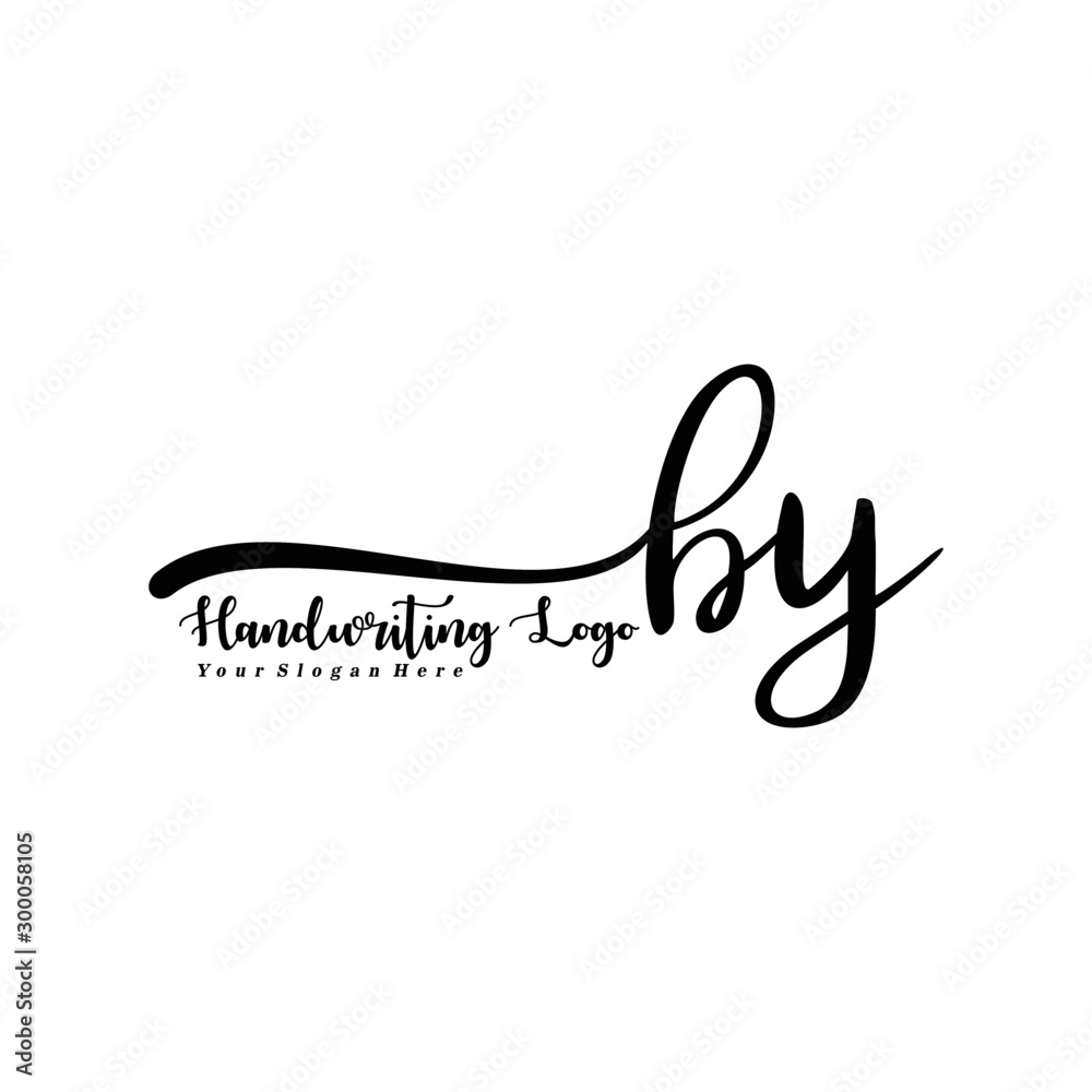 BY Letter Handwriting Vector. Black Handwriting Logo BY Letter Handwriting Vector. Black Handwriting Logo