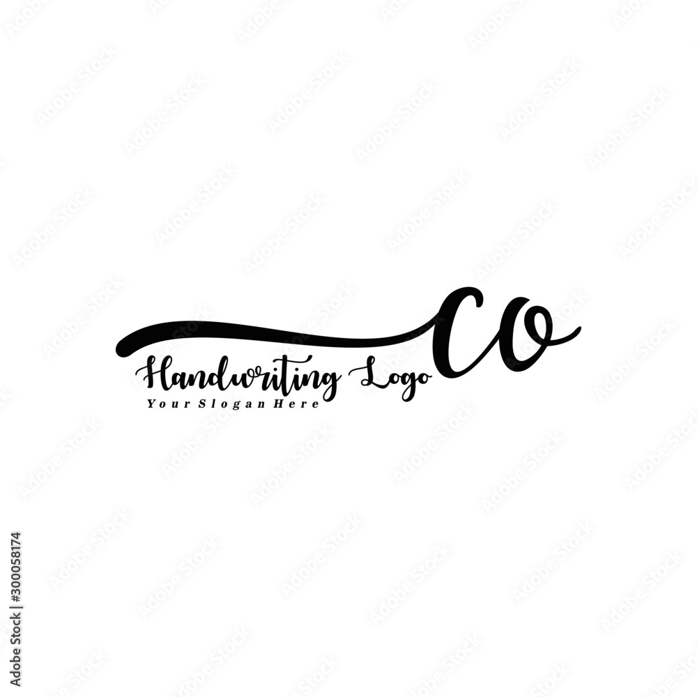 CO Letter Handwriting Vector. Black Handwriting Logo CO Letter Handwriting Vector. Black Handwriting Logo