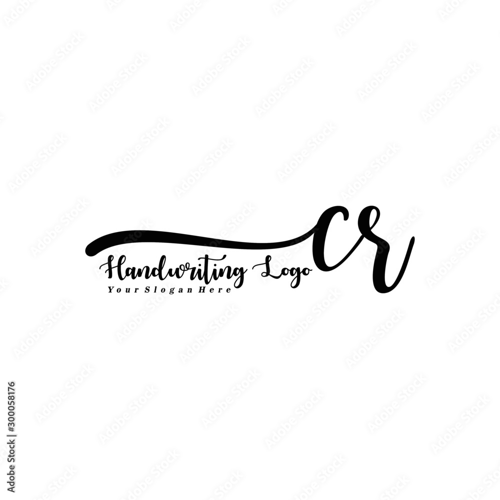 CR Letter Handwriting Vector. Black Handwriting Logo CR Letter Handwriting Vector. Black Handwriting Logo