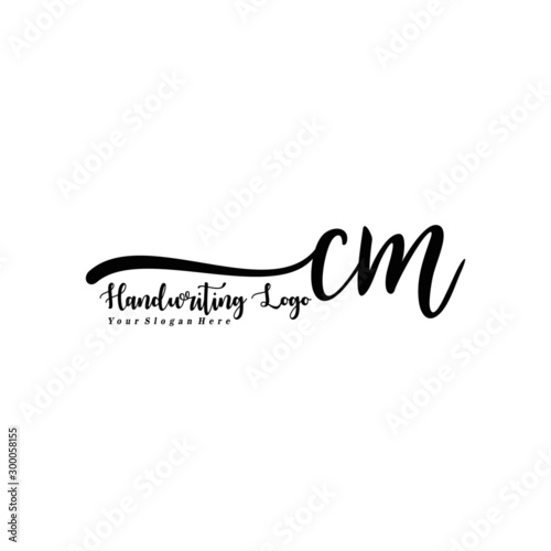 CM Letter Handwriting Vector. Black Handwriting Logo