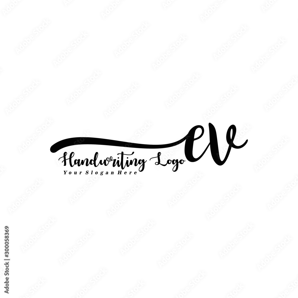 EV Letter Handwriting Vector. Black Handwriting Logo EV Letter Handwriting Vector. Black Handwriting Logo