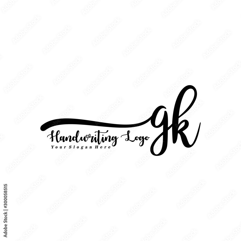 GK Letter Handwriting Vector. Black Handwriting Logo GK Letter Handwriting Vector. Black Handwriting Logo