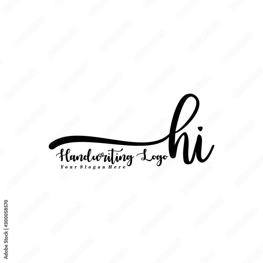 HI Letter Handwriting Vector. Black Handwriting Logo HI Letter Handwriting Vector. Black Handwriting Logo