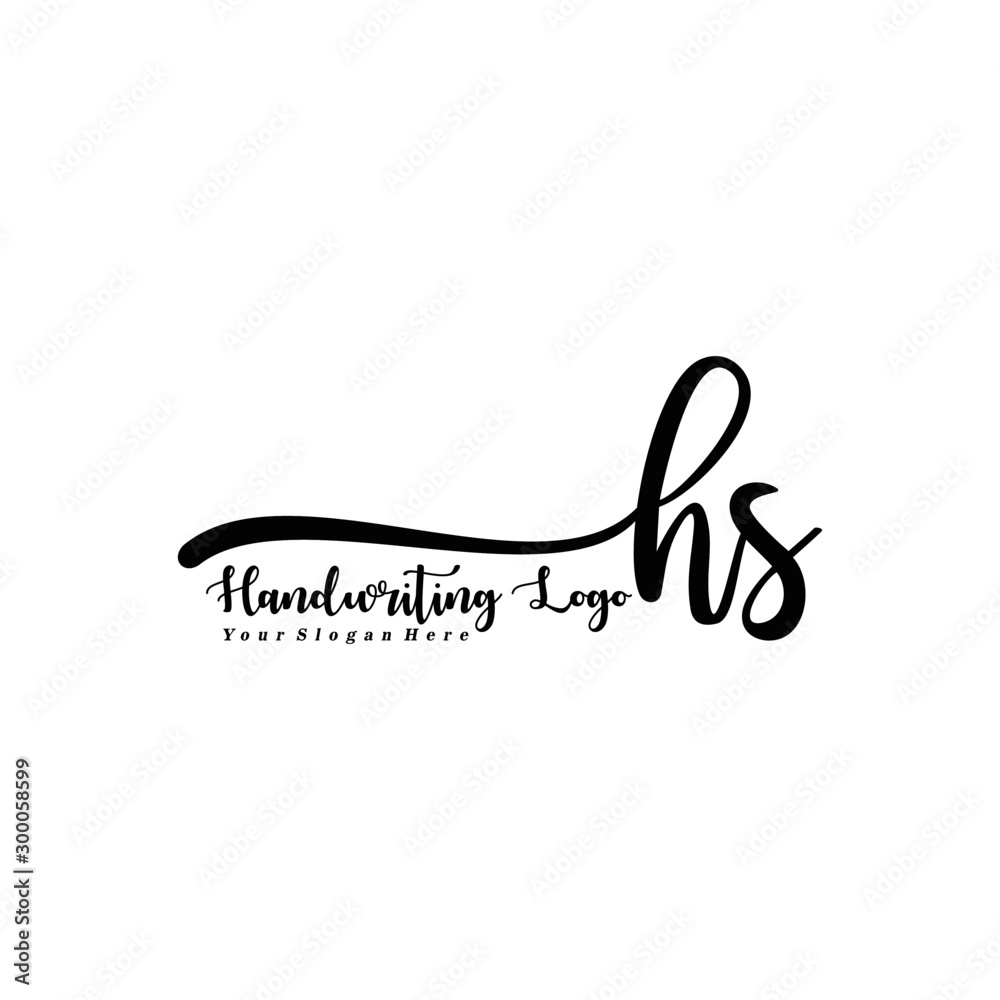 Fototapeta premium HS Letter Handwriting Vector. Black Handwriting Logo